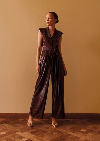 Phase Eight Ivey Burgundy Sequin Jumpsuit Burgundy Australia | UA1924763